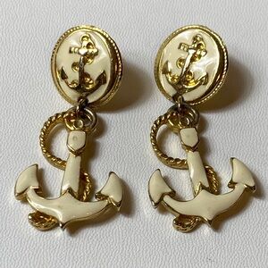 Vintage anchor nautical earrings